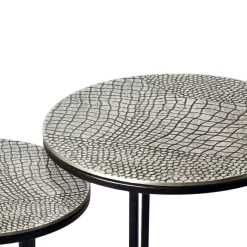 Satztisch 2er Set Metall rund Beistelltisch Sofatisch Couchtisch Aluminium Alu