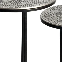 Satztisch 2er Set Metall rund Beistelltisch Sofatisch Couchtisch Aluminium Alu