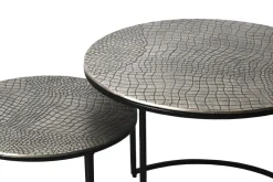Satztisch 2er Set Metall rund Couchtisch Sofatisch Beistelltisch Aluminium Alu