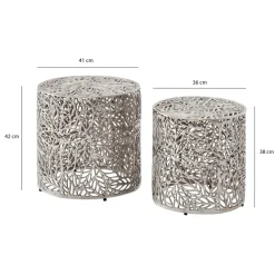 Satztisch 2er Set Metall silber Beistelltisch Dekotisch Couchtisch Aluminium Alu