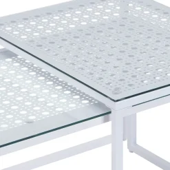Satztisch FineBuy 2er Set Glasplatte Metallgestell Couchtisch Sofatisch Modern