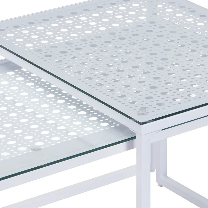 Satztisch FineBuy 2er Set Glasplatte Metallgestell Couchtisch Sofatisch Modern