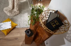 Satztisch FineBuy Massivholz Blumentisch 3er Set Säulentisch Dekosäule Eckig