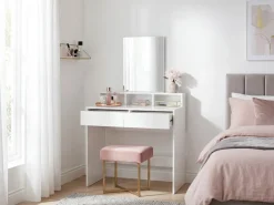 Schminktisch 80cm Kosmetiktisch Frisiertisch Weiß Spiegel Make-Up-Tisch Regal