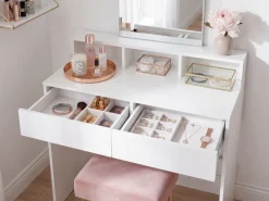 Schminktisch 80cm Kosmetiktisch Frisiertisch Weiß Spiegel Make-Up-Tisch Regal