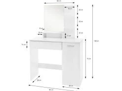 Schminktisch 90cm Kosmetiktisch Frisiertisch Weiß Spiegel Make-Up-Tisch Regal
