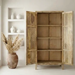 Schrank Mango Massivholz 180cm Massivholzschrank Kleiderschrank Mehrzweckschrank