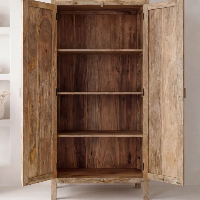 Schrank Mango Massivholz 187cm Massivholzschrank Kleiderschrank Mehrzweckschrank