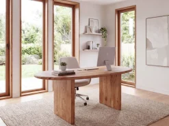 Schreibtisch 180 cm Massivholz Bürotisch Computertisch Nierenform Homeoffice