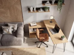 Schreibtisch 130cm Regal Eckschreibtisch L Form Computertisch Stauraum Holzoptik