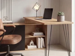 Schreibtisch 130cm Regal Eckschreibtisch L Form Computertisch Stauraum Holzoptik