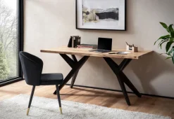 Schreibtisch FineBuy Akazie Massivholz Bürotisch Computertisch Industrial Groß