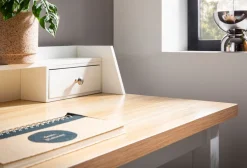 Schreibtisch FineBuy Bürotisch 106 cm Weiß Schublade Platzsparend Computertisch