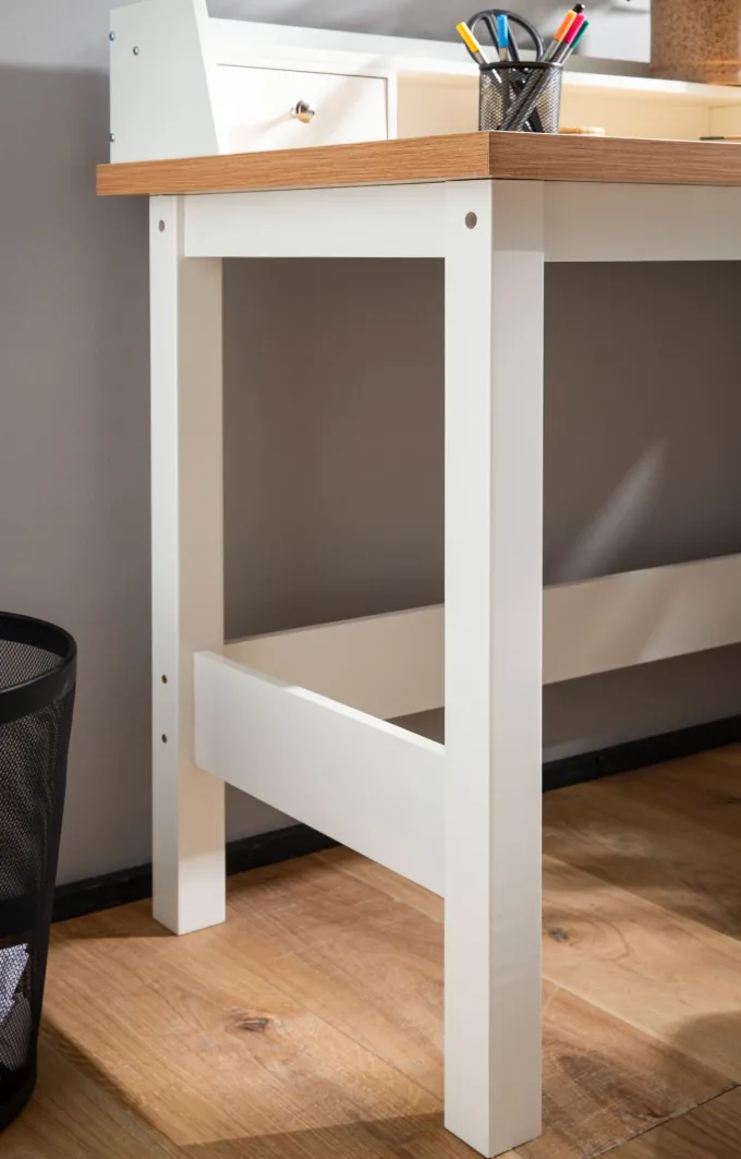 Schreibtisch FineBuy Bürotisch 106 cm Weiß Schublade Platzsparend Computertisch