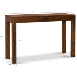 Schreibtisch FineBuy Bürotisch 118 cm Sheesham Massivholz Laptoptisch Schublade