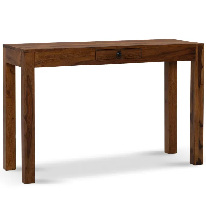 Schreibtisch FineBuy Bürotisch 118 cm Sheesham Massivholz Laptoptisch Schublade