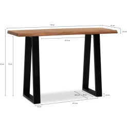 Schreibtisch FineBuy Bürotisch 118 cm Akazie Massivholz Laptoptisch Baumkante