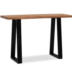 Schreibtisch FineBuy Bürotisch 118 cm Akazie Massivholz Laptoptisch Baumkante