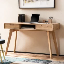 Schreibtisch FineBuy Bürotisch Eiche 120 cm Computertisch Tisch mit Schubladen