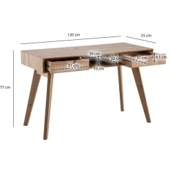 Schreibtisch FineBuy Bürotisch Eiche 120 cm Computertisch Tisch mit Schubladen