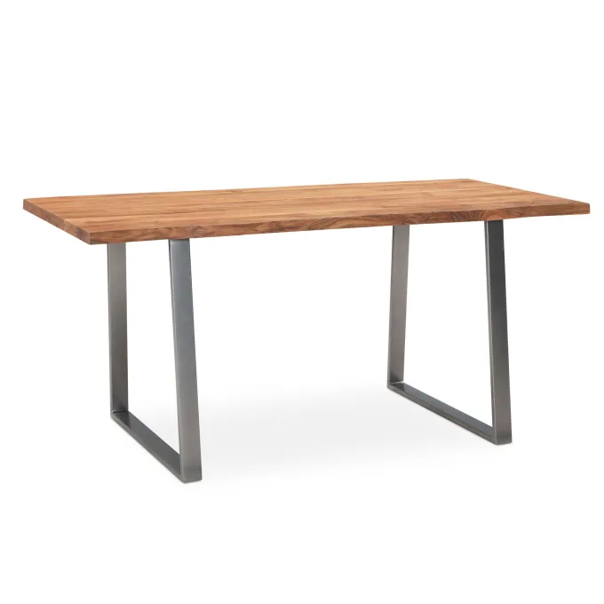 Schreibtisch FineBuy Bürotisch 120 cm Akazie Massivholz Computertisch Baumkante