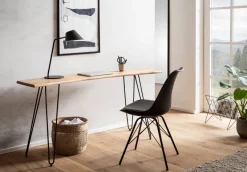 Schreibtisch FineBuy Bürotisch 150 cm Akazie Massivholz Computertisch Baumkante