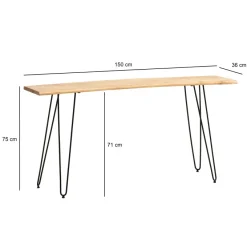 Schreibtisch FineBuy Bürotisch 150 cm Akazie Massivholz Computertisch Baumkante