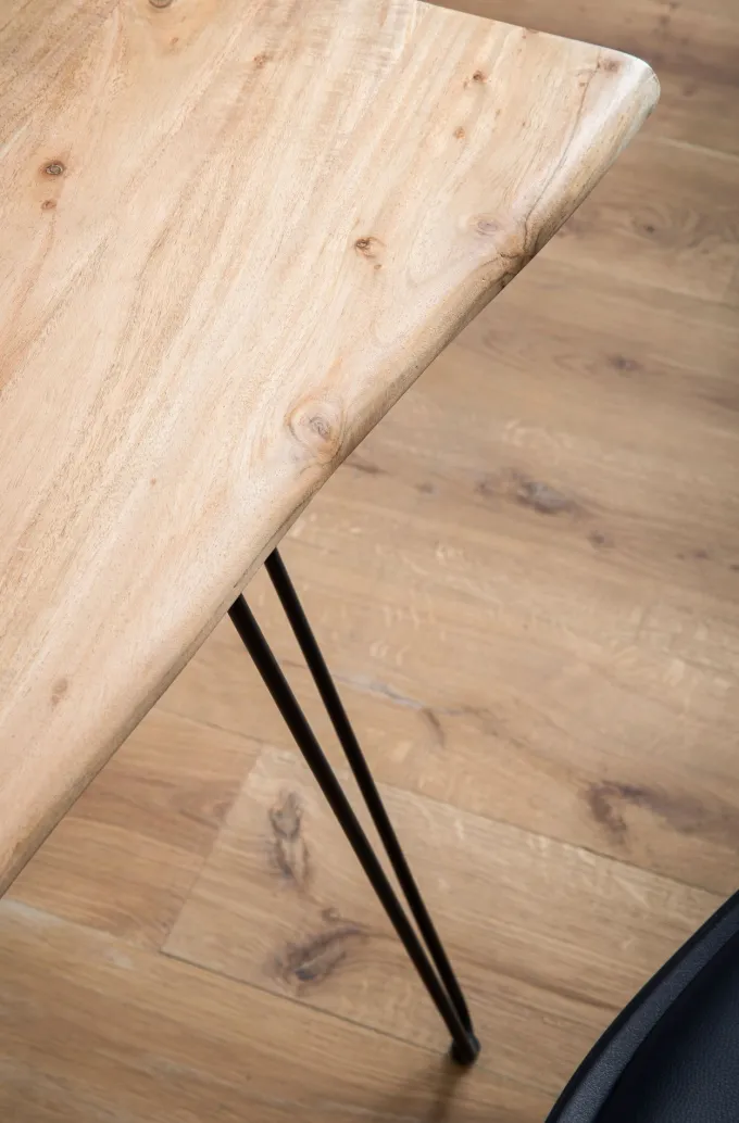 Schreibtisch FineBuy Bürotisch 150 cm Akazie Massivholz Computertisch Baumkante