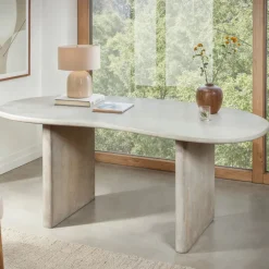 Schreibtisch FineBuy Bürotisch 180 cm Massivholz Computertisch Nierenform