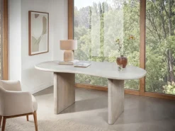 Schreibtisch FineBuy Bürotisch 180 cm Massivholz Computertisch Nierenform