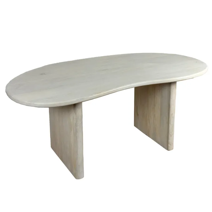 Schreibtisch FineBuy Bürotisch 180 cm Massivholz Computertisch Nierenform