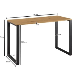 Schreibtisch FineBuy Bürotisch Eiche Schwarz 120x60x76 cm Computertisch Tisch