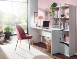 Schreibtisch FineBuy Bürotisch mit Regal 170 cm Weiß Computertisch Tisch Modern