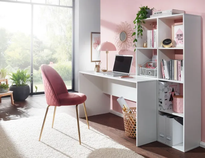 Schreibtisch FineBuy Bürotisch mit Regal 170 cm Weiß Computertisch Tisch Modern