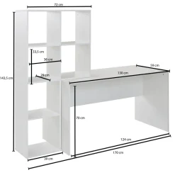 Schreibtisch FineBuy Bürotisch mit Regal 170 cm Weiß Computertisch Tisch Modern