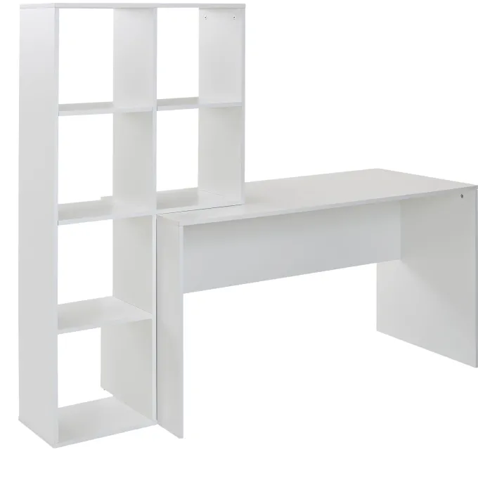 Schreibtisch FineBuy Bürotisch mit Regal 170 cm Weiß Computertisch Tisch Modern