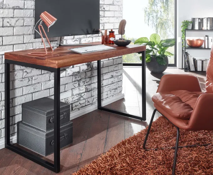 Schreibtisch FineBuy Bürotisch Massivholz 117x59x76,5 cm Computertisch Tisch