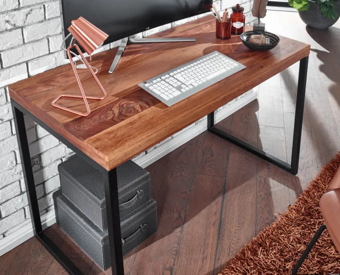 Schreibtisch FineBuy Bürotisch Massivholz 117x59x76,5 cm Computertisch Tisch