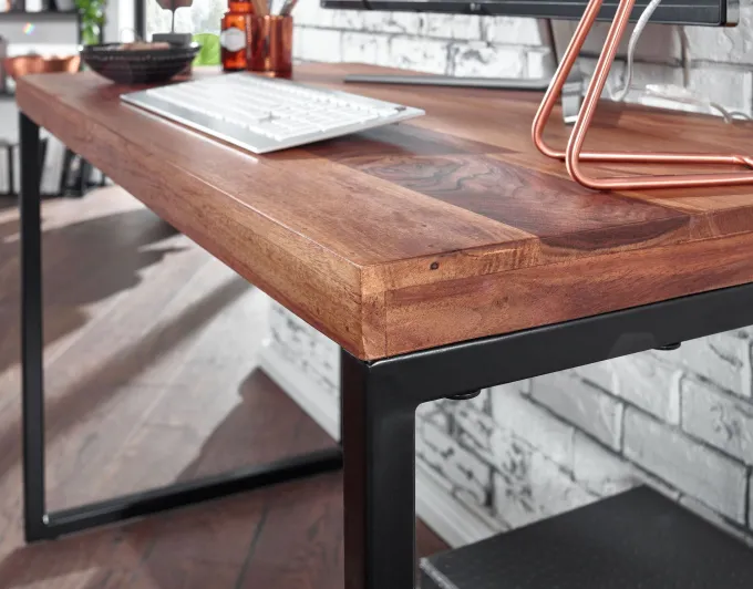 Schreibtisch FineBuy Bürotisch Massivholz 117x59x76,5 cm Computertisch Tisch