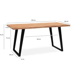 Schreibtisch FineBuy 120 cm Akazie Massivholz Bürotisch Computertisch Baumkante