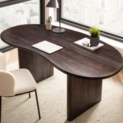 Schreibtisch FineBuy Computertisch 180 cm Massivholz Bürotisch Nierenform