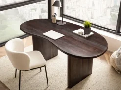 Schreibtisch FineBuy Computertisch 180 cm Massivholz Bürotisch Nierenform