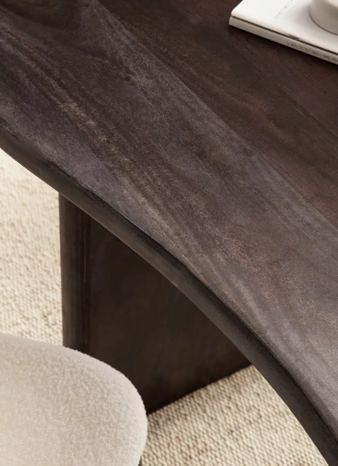 Schreibtisch FineBuy Computertisch 180 cm Massivholz Bürotisch Nierenform