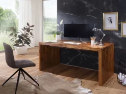 Schreibtisch FineBuy Holz Massiv Sheesham Büro Arbeitszimmer Tisch Holztisch
