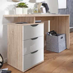 Schreibtisch MASSA mit Container Sonoma Computertisch Bürotisch 120cm 3 Schübe