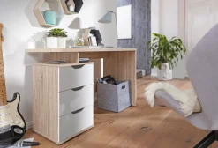 Schreibtisch MASSA mit Container Sonoma Computertisch Bürotisch 120cm 3 Schübe