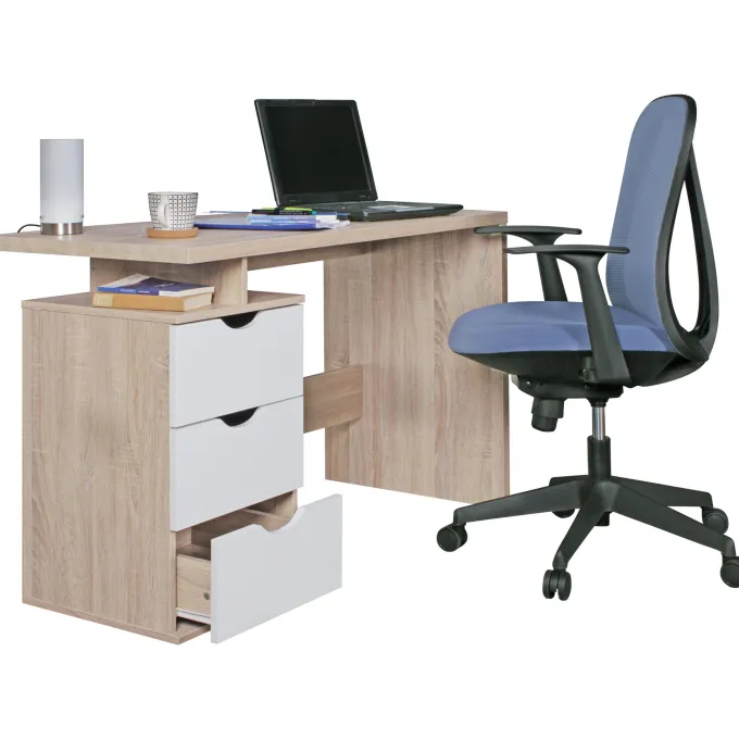 Schreibtisch MASSA mit Container Sonoma Computertisch Bürotisch 120cm 3 Schübe