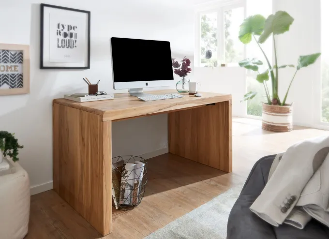 Schreibtisch Massiv Holztisch Akazie Büro Arbeitszimmer Tisch Größe wählbar