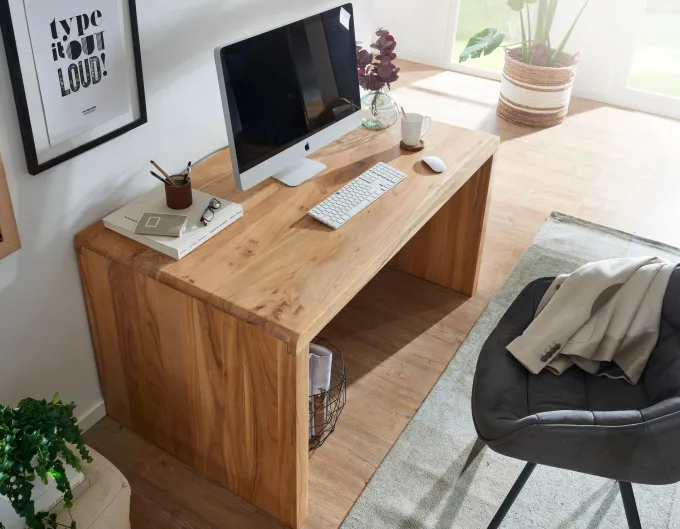 Schreibtisch Massiv Holztisch Akazie Büro Arbeitszimmer Tisch Größe wählbar