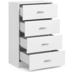 Schubladenkommode 60cm mit 4 Schubladen Kommode in Weiß Sideboard modernes Design